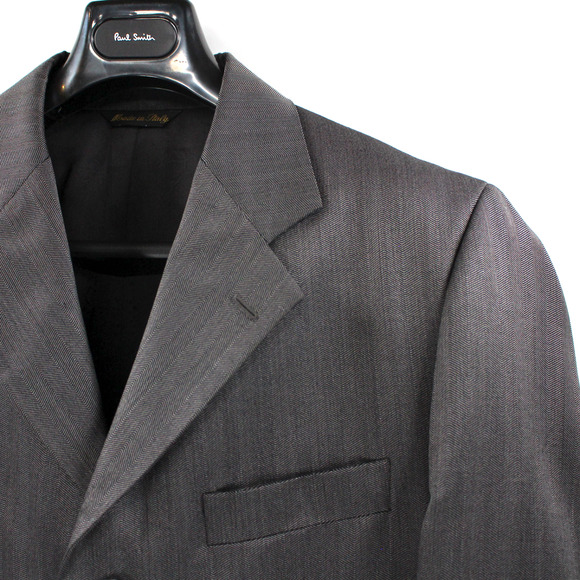 Valentino Wool Silk Herringbone 2 Pc 3 Btn Single Breasted Suit Coat Pants 52 - Picture 2 of 9